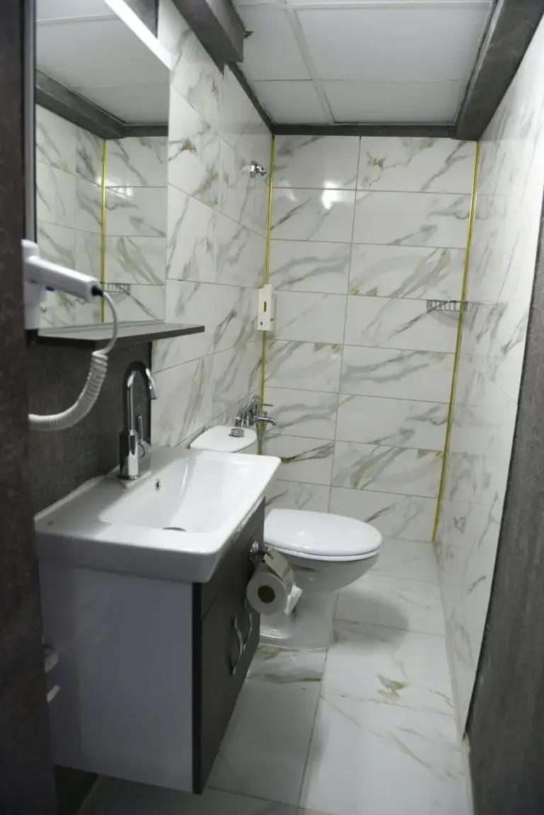 Mermer desenli banyo